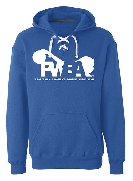 PWBA Lace Up Hooded Sweatshirt in Royal Blue - Front View