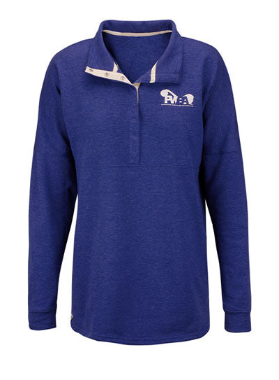PWBA Buttoned Pullover in Blue - Front View