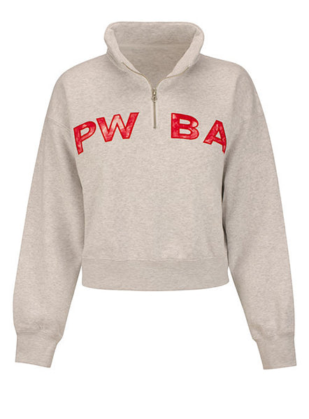 PWBA Ladies Quarter Zip in Light Grey - Front View