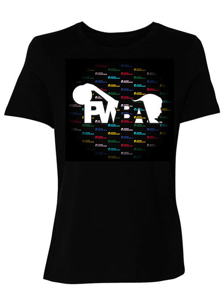 PWBA Ladies Bowl Fearless T-shirt in Black - Front View
